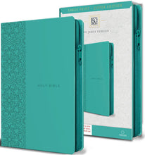 Lade das Bild in den Galerie-Viewer, KJV Holy Bible, Large Print Handy Size, Aquamarine Premium Imitation Leather w/Ribbon Marker, Red Letter, Zipper
