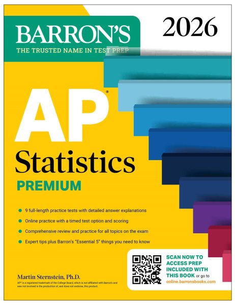 AP Statistics Premium, 2026: Prep Book with 9 Practice Tests + Comprehensive Review + Online Practice