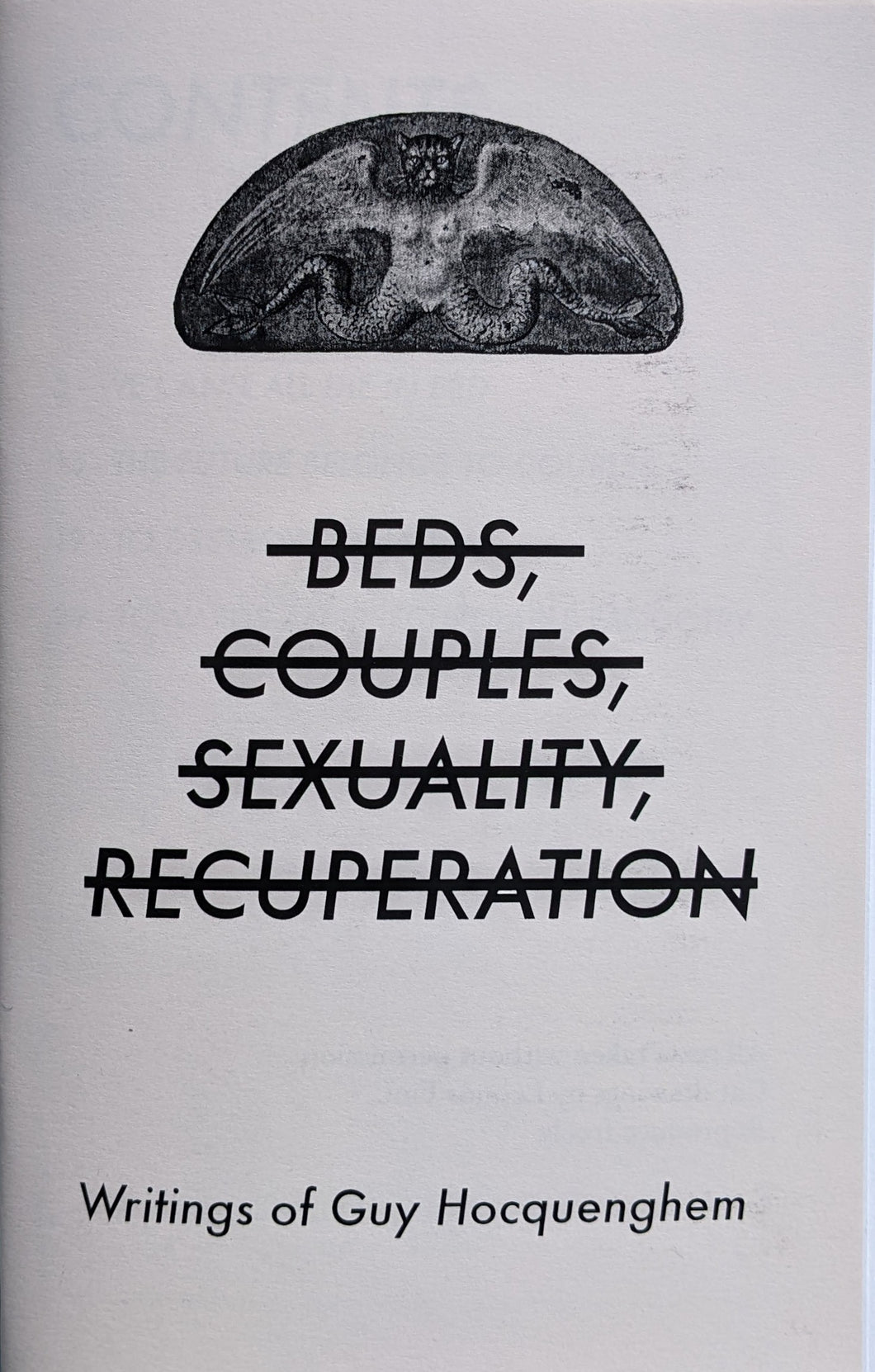 <s>Beds</s>, <s>Couples</s>, <s>Sexuality</s>, <s>Recuperation</s>: Writings of Guy Hocquenghem